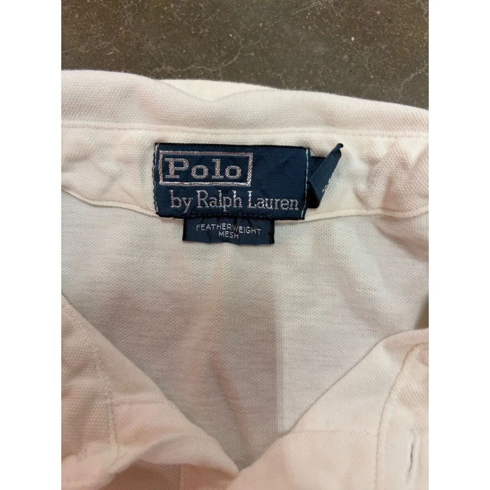 Polo Ralph Lauren Mens White Featherweight Mesh Short Sleeve Polo Shirt Large